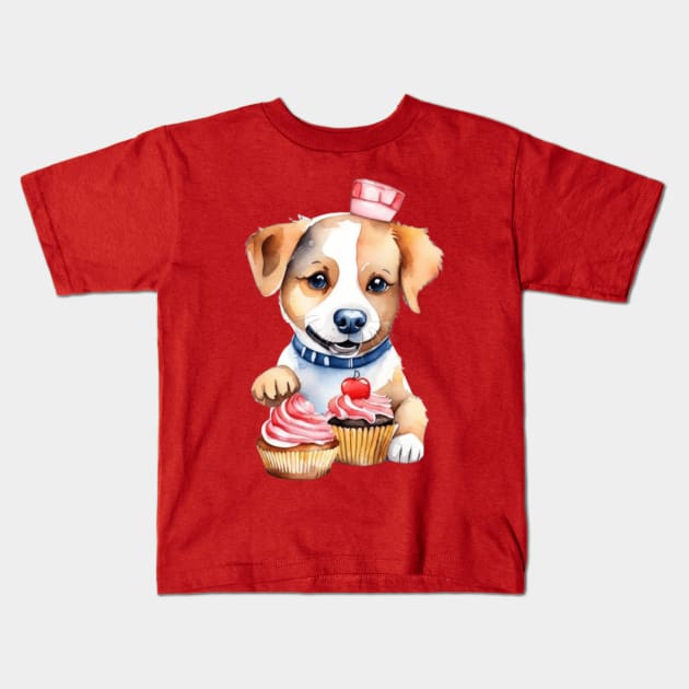 Cute basset hound dog with candies and cakes gift ideas for all Kids T-Shirt by WeLoveAnimals